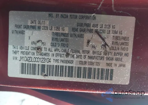 2012 Mazda Mazda5 Grand Touring from USA, damaged, VIN JM1CW2DL0C0123104